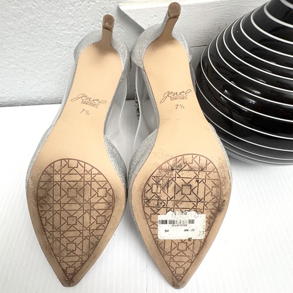 Jewel Badgley Mischka Silver Raleigh Rhinestone Ankle Strap Pumps Size 7.5 - Picture 8 of 12